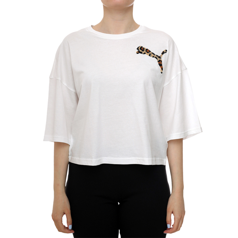 Ženska majica Puma Wardrobe ess leo luxe graphic short tee