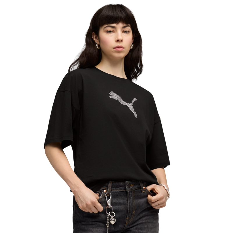 Ženska majica Puma Ess graphics leo luxe bedazzled oversized tee