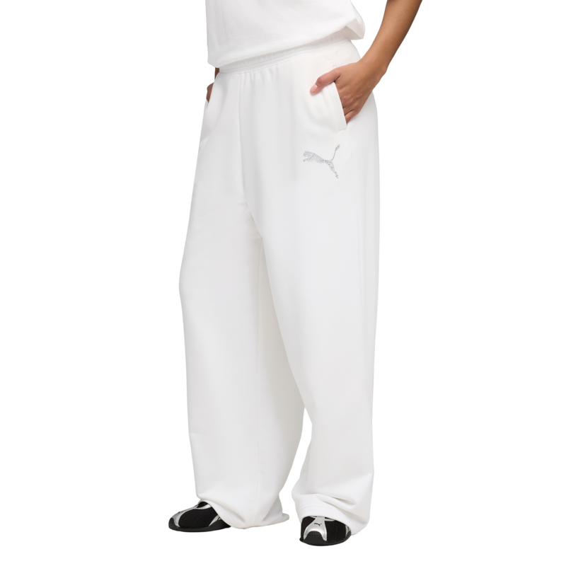 Ženska trenerka donji deo Puma Ess graphic leo luxe bedazzled slouchy pants tr