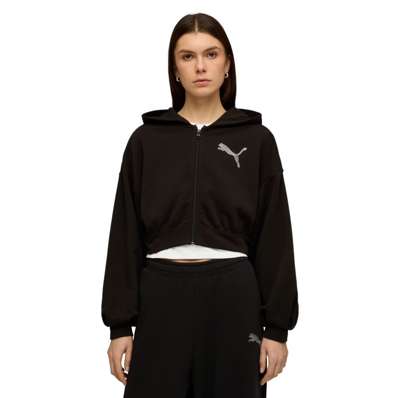 Ženski duks Puma Ess graphic bedazzled fz hoodie tr