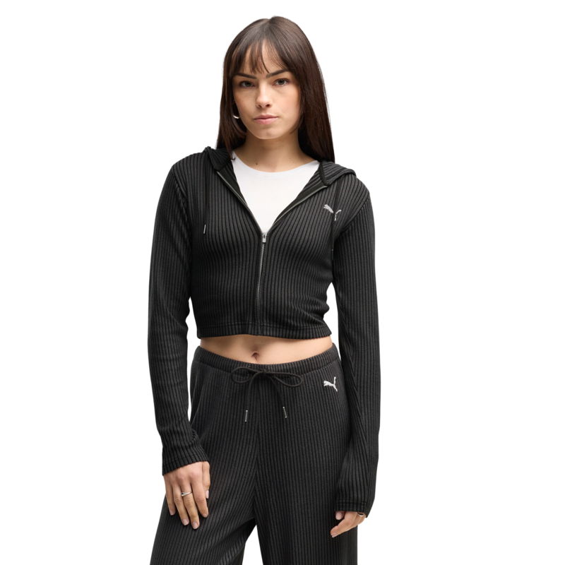 Ženski duks Puma Ess ribbed full-zip soft touch hoodie
