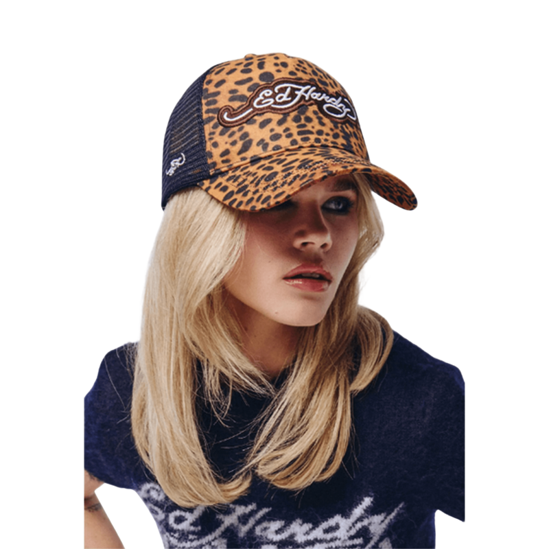 Unisex kačket Ed Hardy leopard print 5 panel trucker