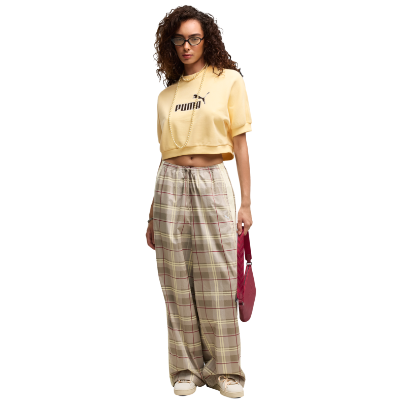 Ženska trenerka donji deo Puma T7 relaxed tartan woven pants op