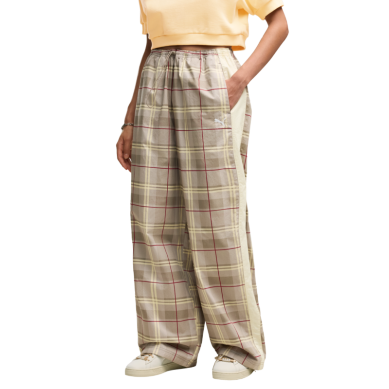Ženska trenerka donji deo Puma T7 relaxed tartan woven pants op