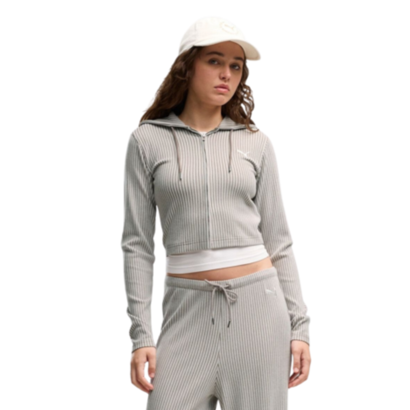 Ženski duks Puma Ess ribbed full-zip soft touch hoodie