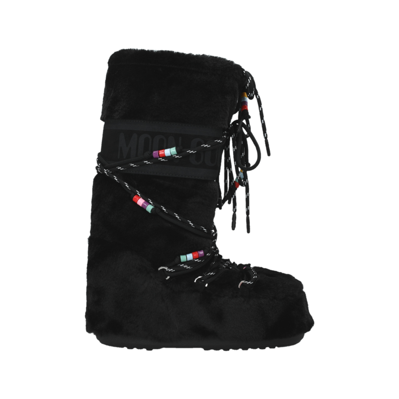 Ženske čizme Moon Boot Icon faux fur bead black