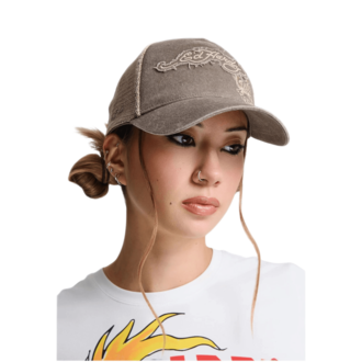 Unisex kačket Ed Hardy raw edge applique 5 panel trucker cap